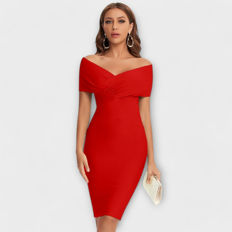 Elegante vestito con scollo a V