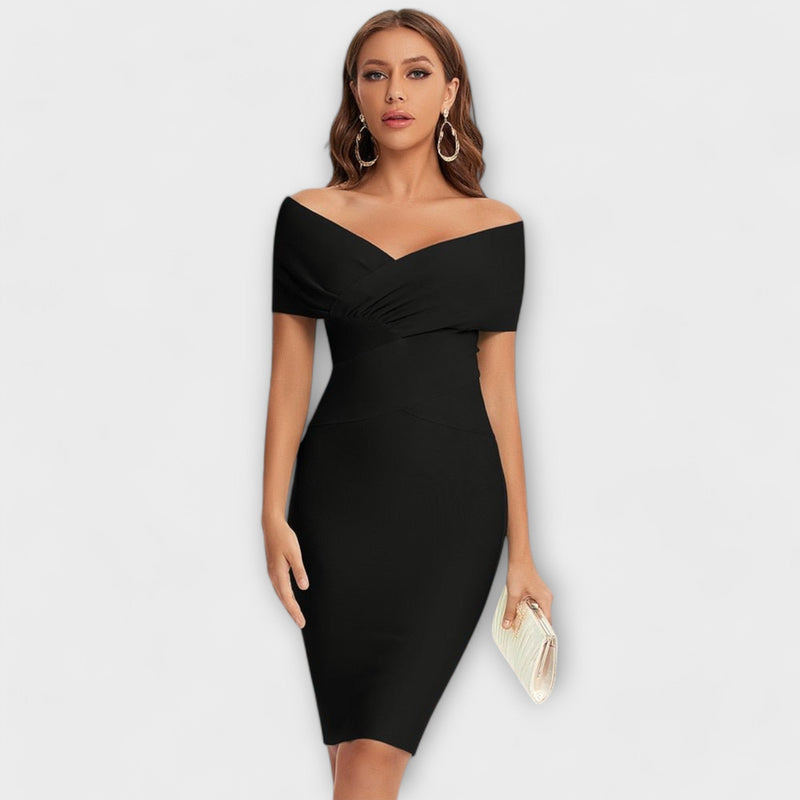 Elegante vestito con scollo a V
