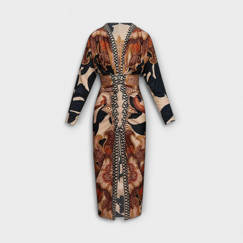 Cleo - Vestito midi dolman unico con stampa brasiliana