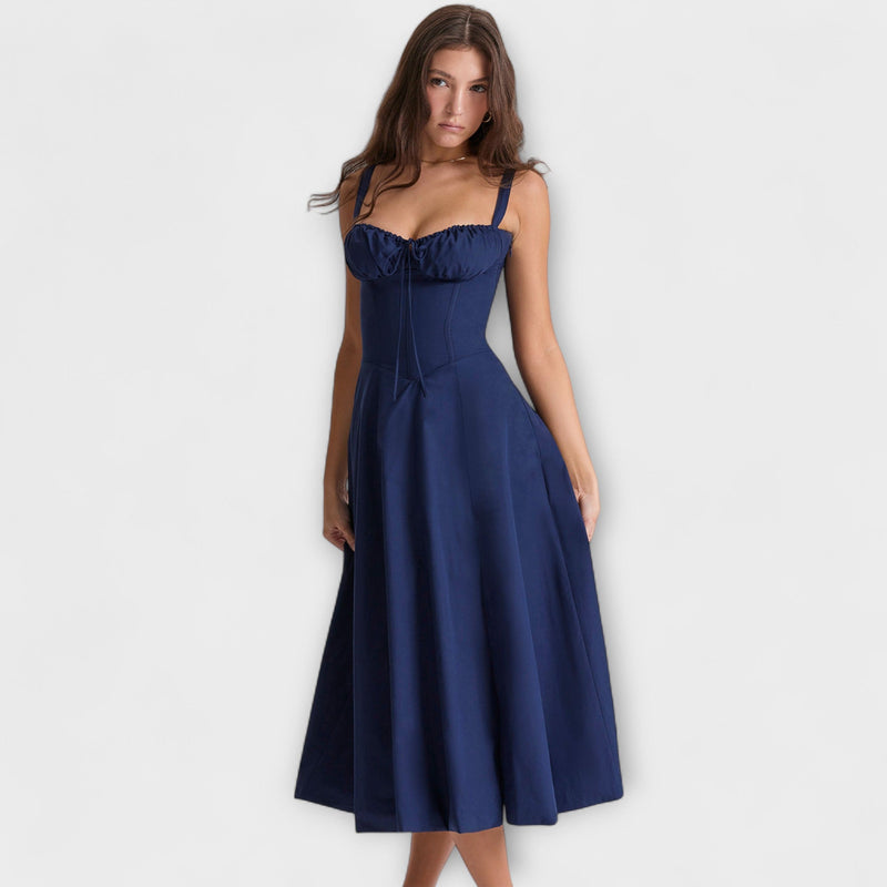Zipporas - Vestito tipo bustier aderente con moderno motivo floreale primaverile