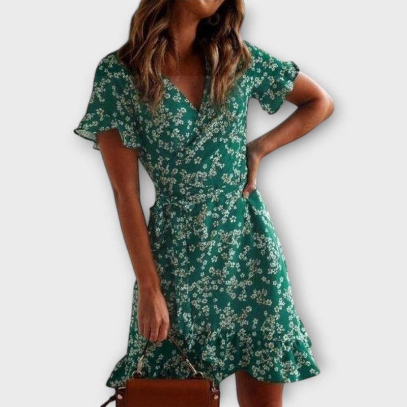 Nilsine - Vestito Boho Corto in Verde