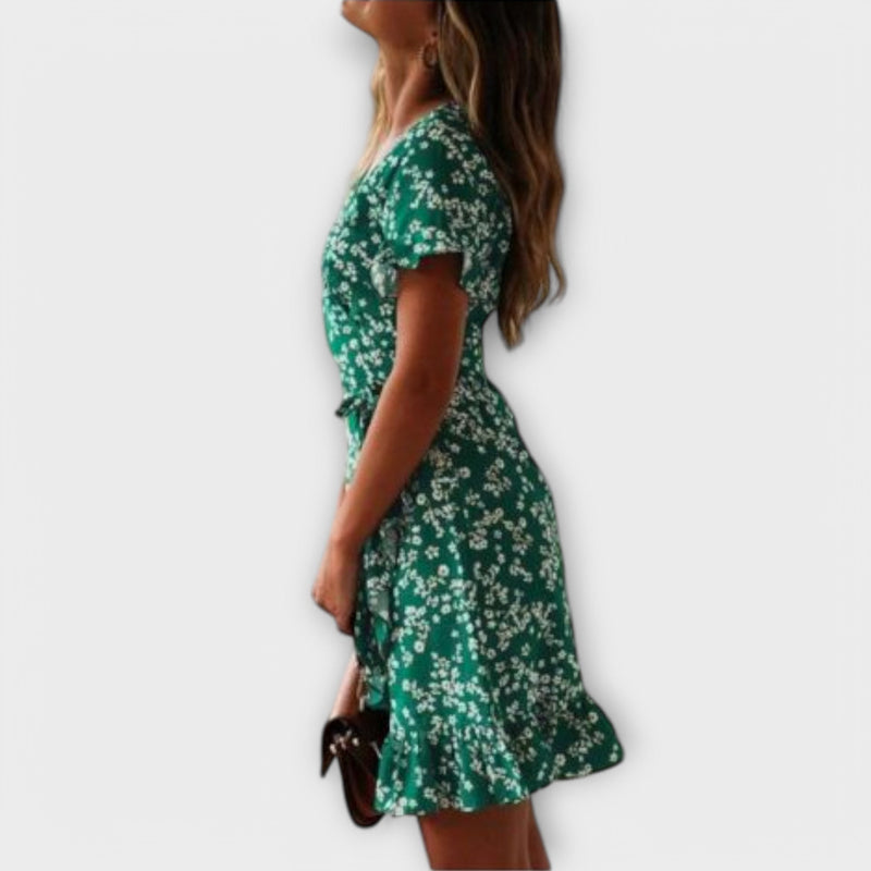 Nilsine - Vestito Boho Corto in Verde