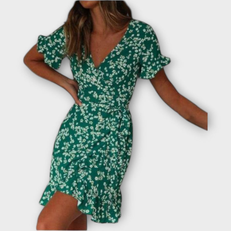 Nilsine - Vestito Boho Corto in Verde