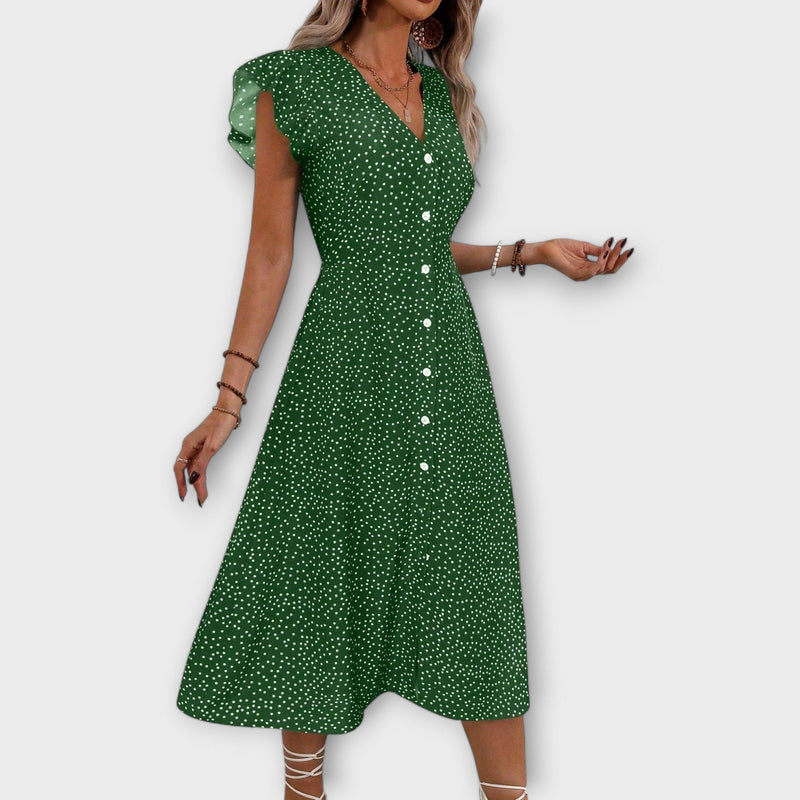 Elegante vestito midi con pois