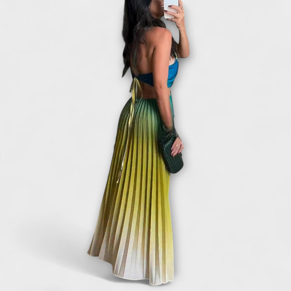 Haven - Elegante vestito maxi con spalline e degradé