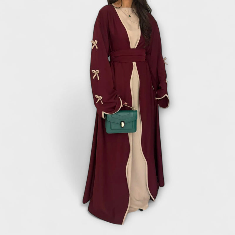 Jasmin - Elegante duo di cardigan e vestito con decorazione di fiocchi