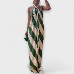 Marlowe - Vestito Maxibañador con Spalline e Motivo a Righe