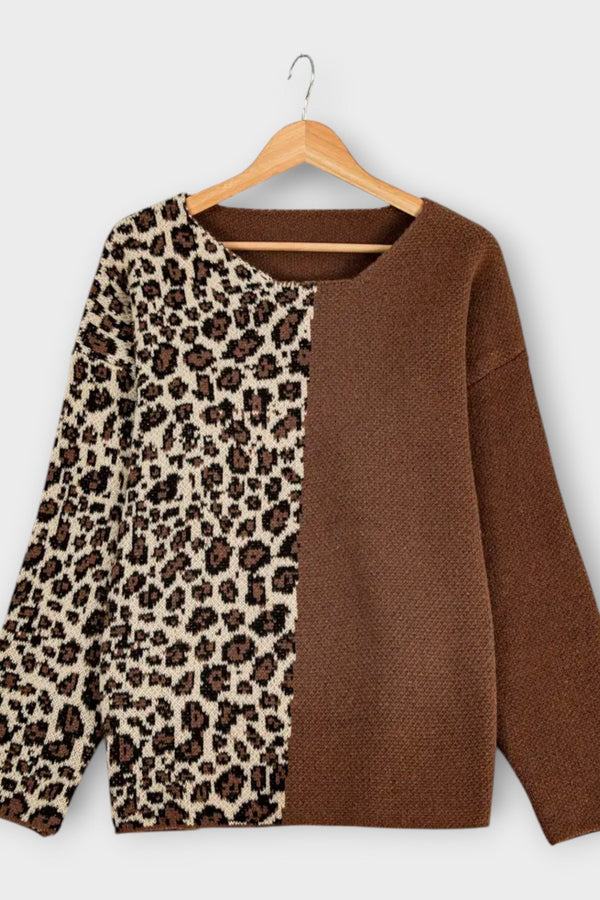 Marina - Maglione casual con design leopardato