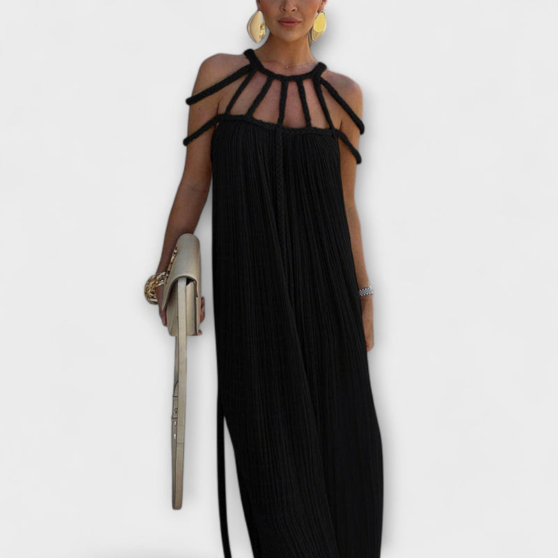 Briar - Chic Maxidress in misto lino con trecce drappeggiate
