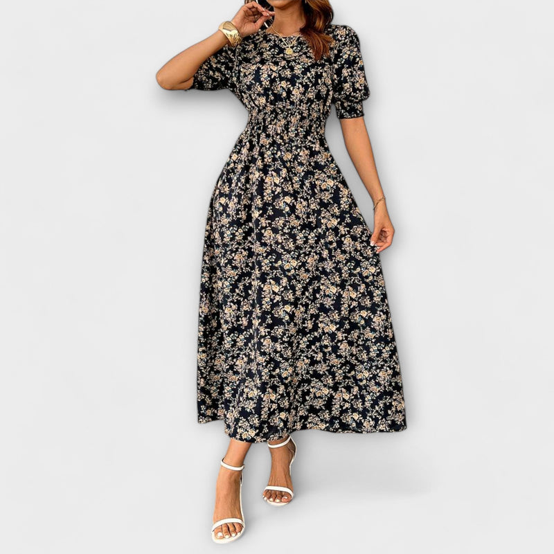 Amelia - Vestito con scollo rotondo e stampa floreale