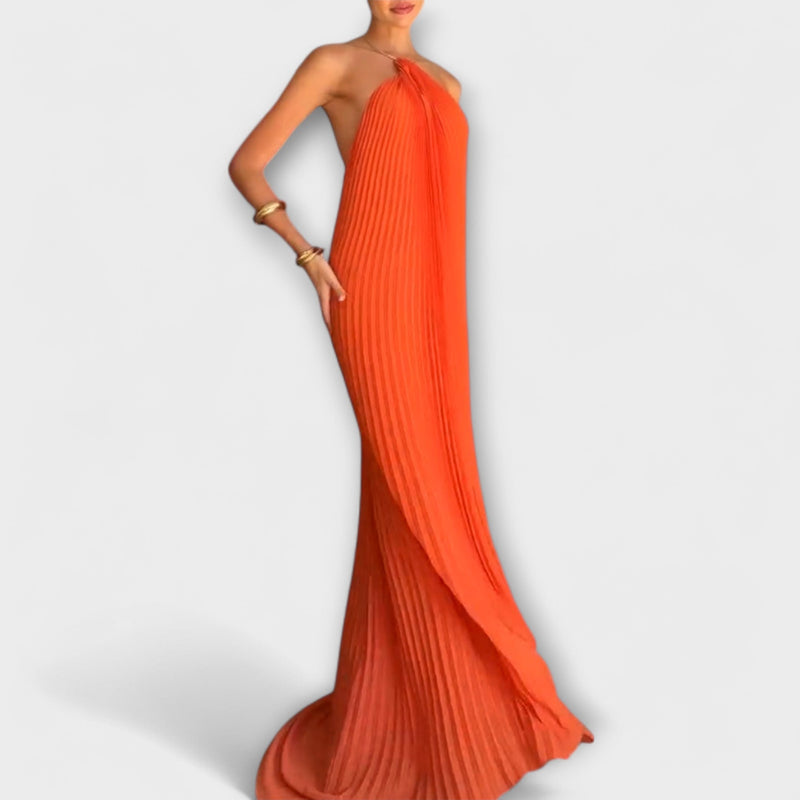 Poppy - Vestito elegante con scollo plissettato
