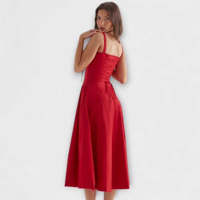 Zipporas - Vestito tipo bustier aderente con moderno motivo floreale primaverile