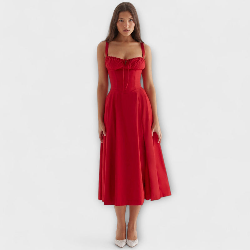 Zipporas - Vestito tipo bustier aderente con moderno motivo floreale primaverile