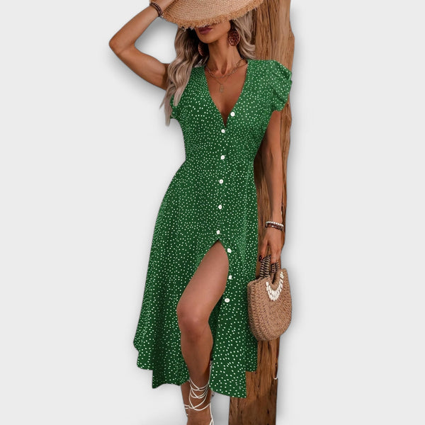 Elegante vestito midi con pois