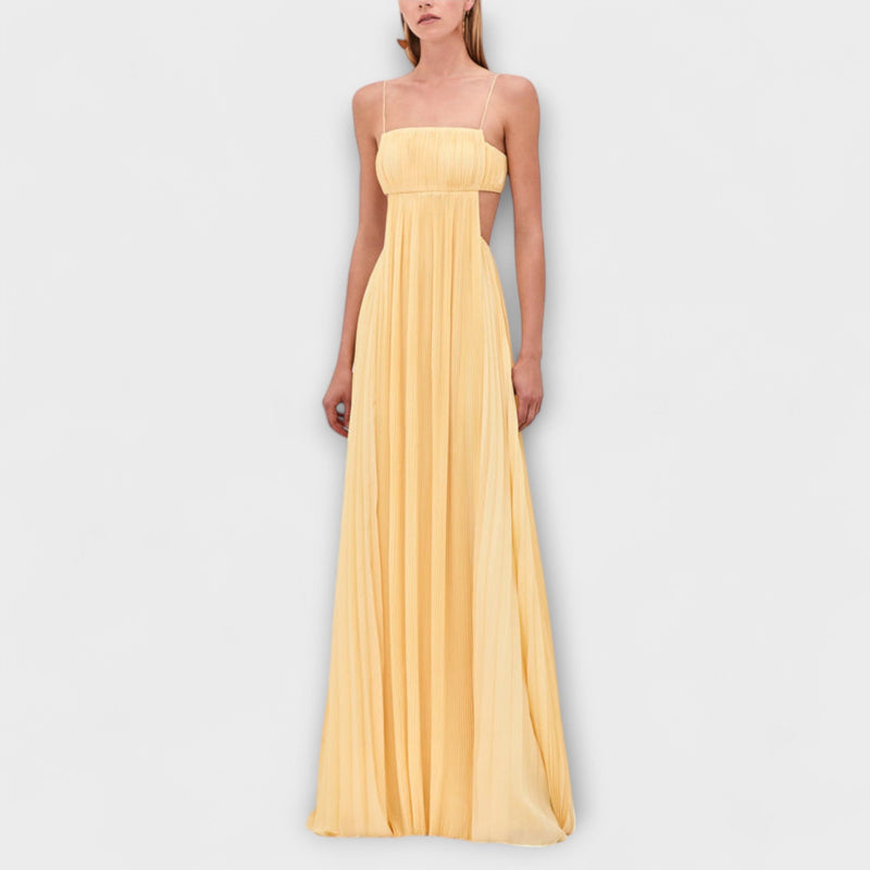 Mireille - Elegante Vestito Maxi Plissettato con Cutouts