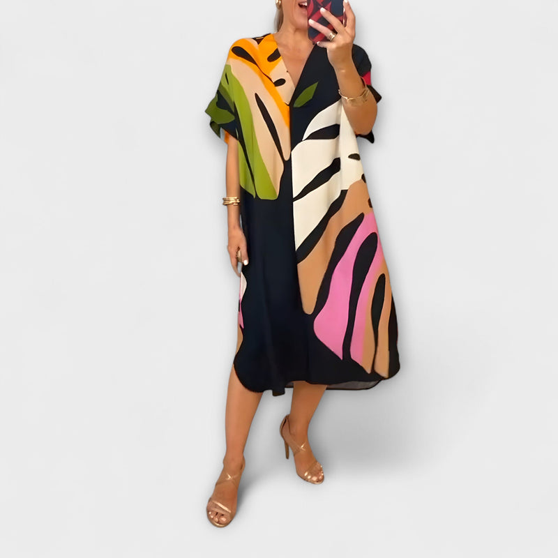 Roos - Vestito Casual con Stampa di Foglie Colorate