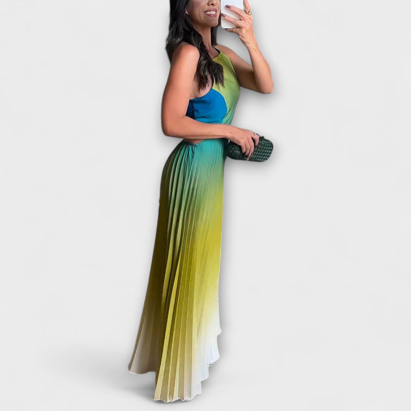 Haven - Elegante vestito maxi con spalline e degradé