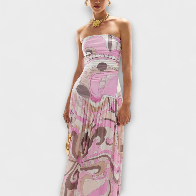 Tatum - Impresionante vestito maxi senza maniche in tonalità pastello