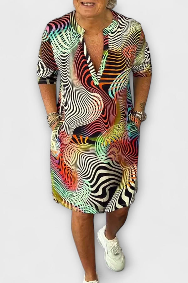 Liora - Vestito colorato con scollatura a V