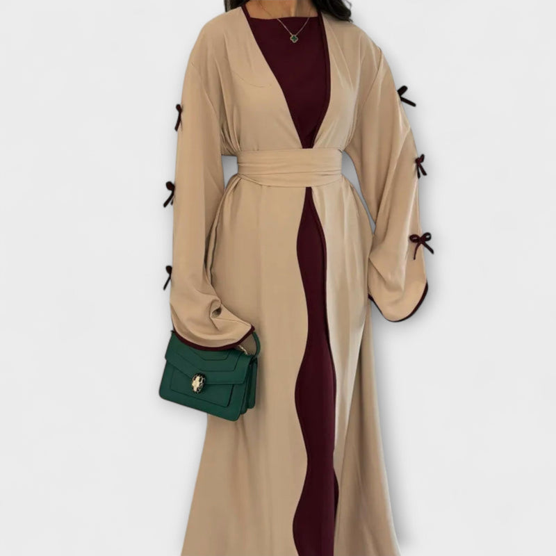 Jasmin - Elegante duo di cardigan e vestito con decorazione di fiocchi