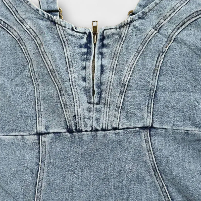 Anna - Vestito in denim con spalline regolabili