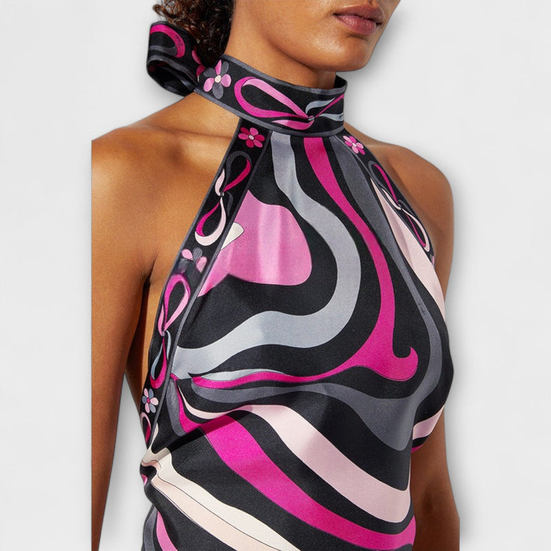 Everly - Completo top halter e gonna midi asimmetrica