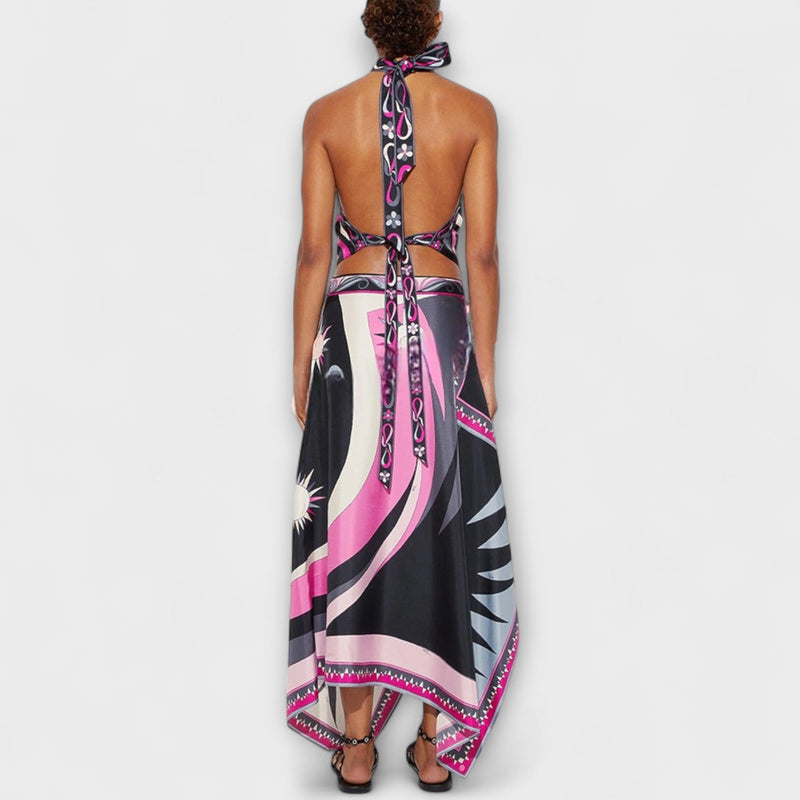 Everly - Completo top halter e gonna midi asimmetrica