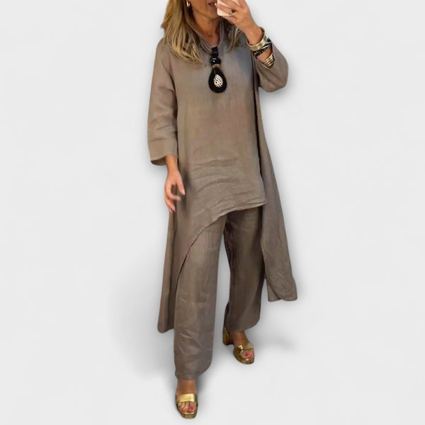 Tabea - Abito in lino con collo rotondo