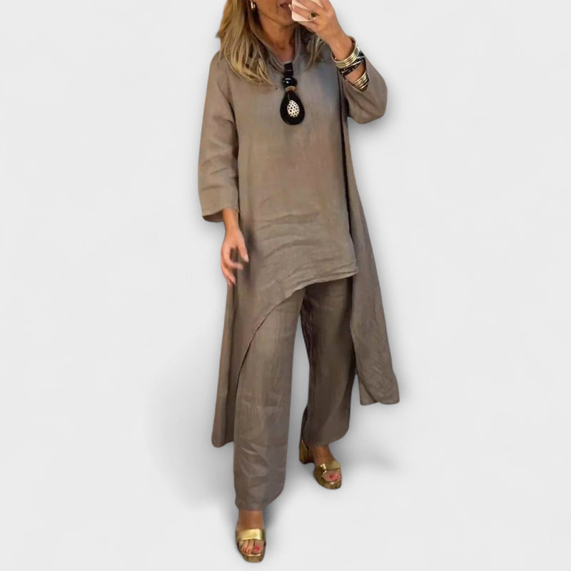 Tabea - Abito in lino con collo rotondo