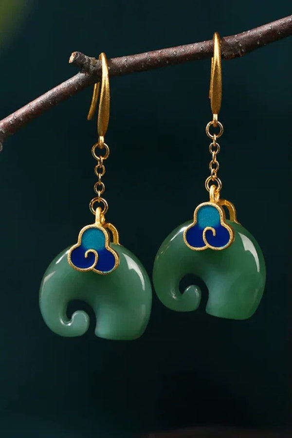 Orecchini Elefante Verde Retro