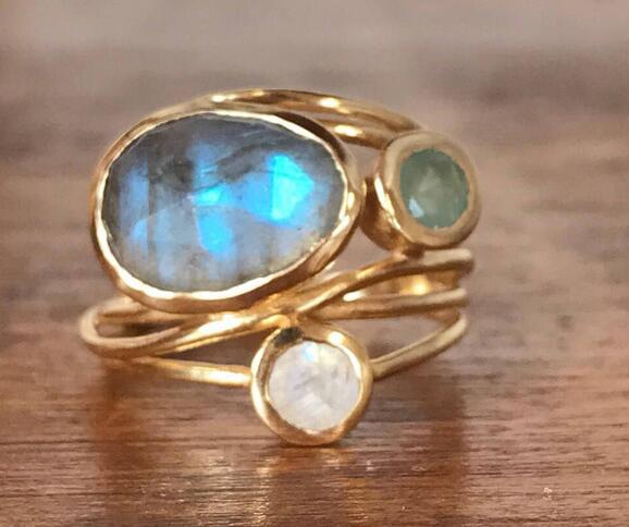Set di anelli vintage blu