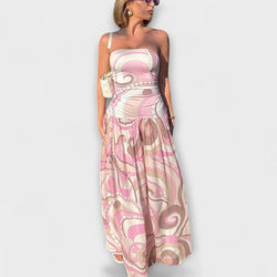 Tatum - Impresionante vestito maxi senza maniche in tonalità pastello