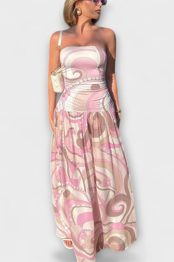 Tatum - Impresionante vestito maxi senza maniche in tonalità pastello
