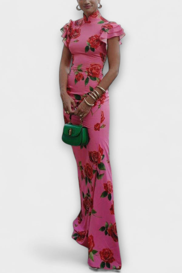 Luna - Vestito maxi con stampa floreale