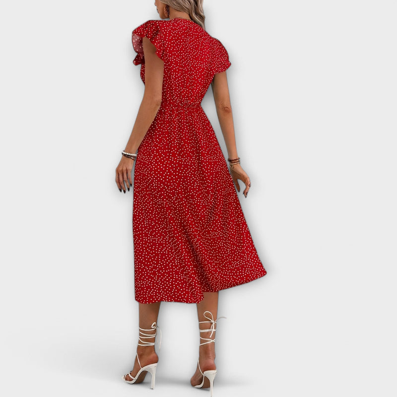Elegante vestito midi con pois