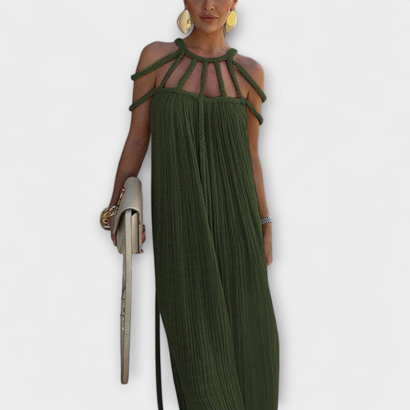 Briar - Chic Maxidress in misto lino con trecce drappeggiate
