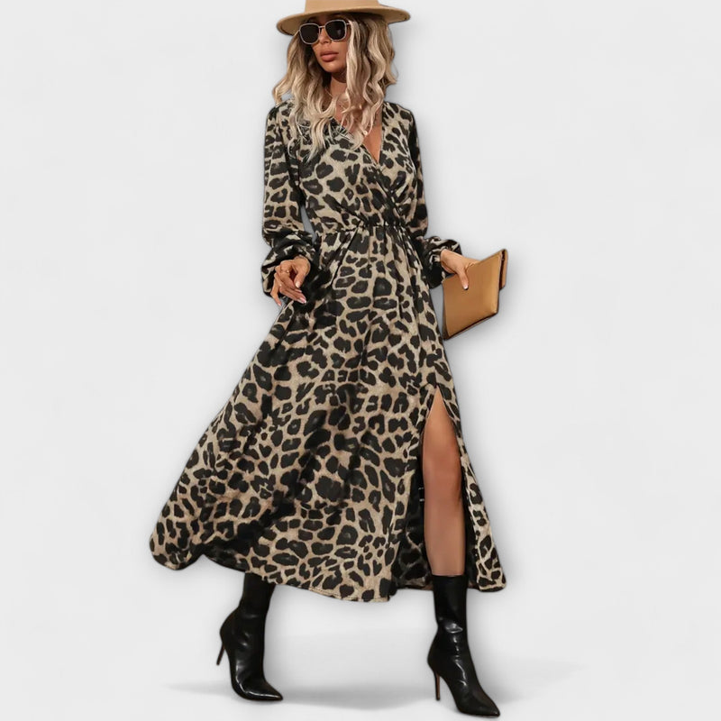 Natalie - Vestito elegante con stampa leopardata