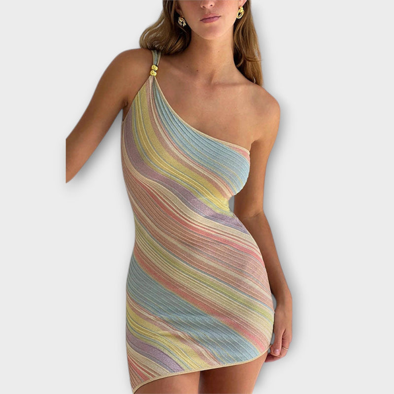 Kira - Mini abito in maglia a una spalla alla moda