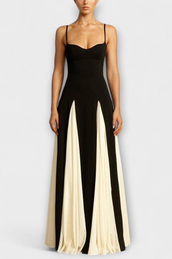 Ember - Eleganza Classica Abito Maxi A-Line con Pannelli di Tulle