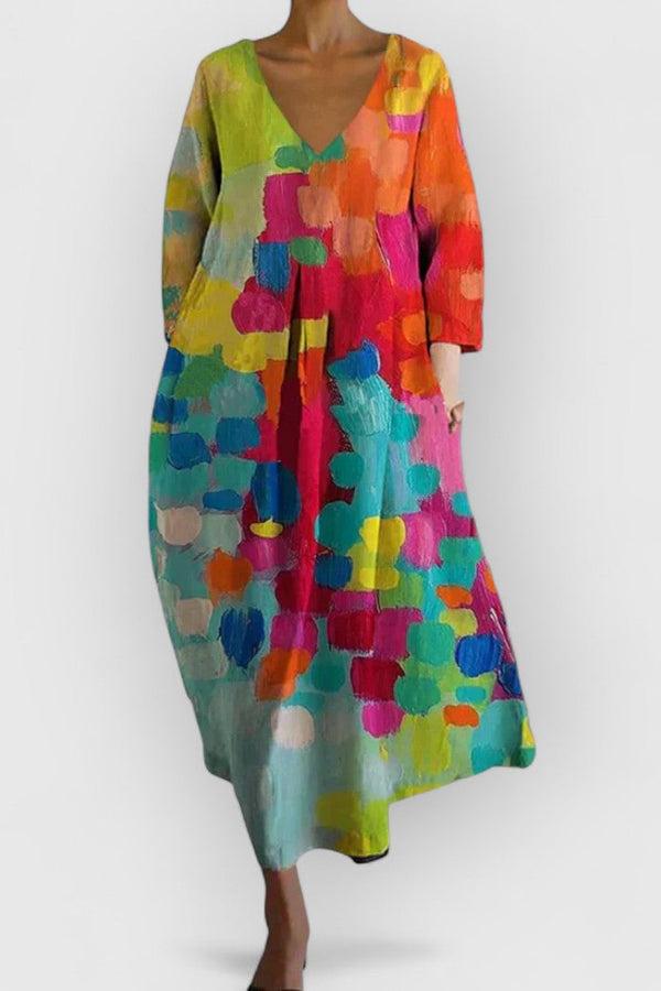 Anastasia - Vestito con scollo a V colorato