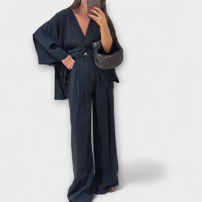 Jacqueline - Completo Casual con Top a Scollatura a V e Pantaloni
