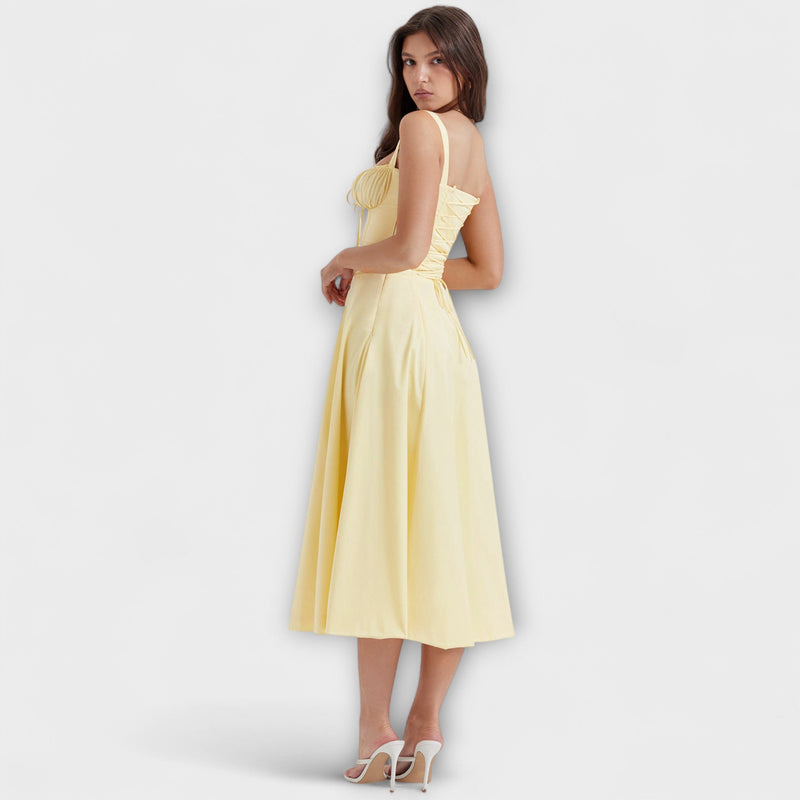 Zipporas - Vestito tipo bustier aderente con moderno motivo floreale primaverile