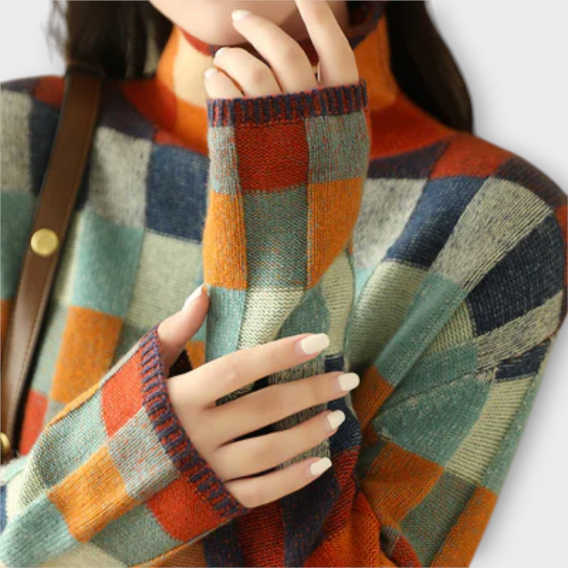 Erika - Maglione a Collo Alto in Patchwork