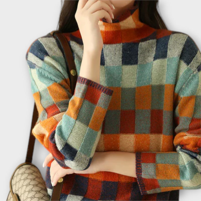 Erika - Maglione a Collo Alto in Patchwork