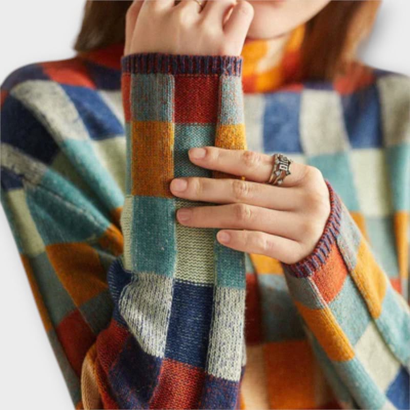 Erika - Maglione a Collo Alto in Patchwork