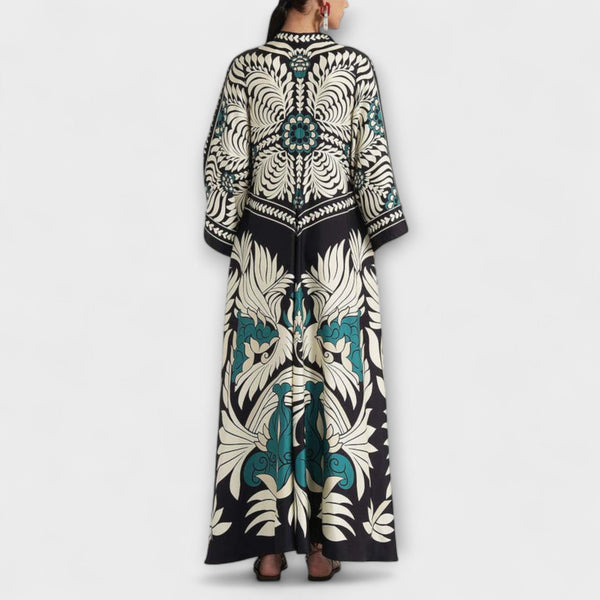 Giselle - Elegante Vestito Maxí Fluido con Stampa Floreale