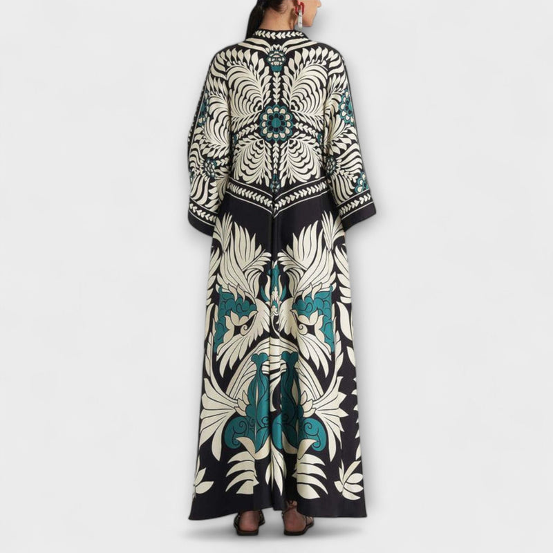 Giselle - Elegante Vestito Maxí Fluido con Stampa Floreale