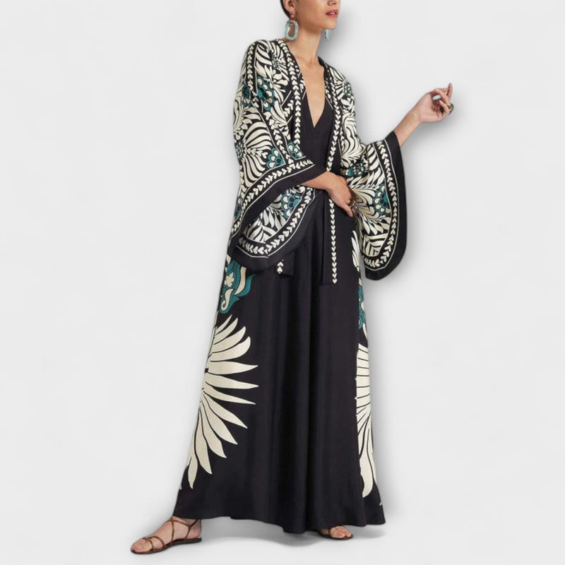 Giselle - Elegante Vestito Maxí Fluido con Stampa Floreale