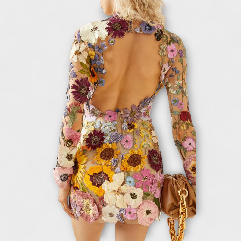 Dolores - Vestito con stampa floreale in 3D