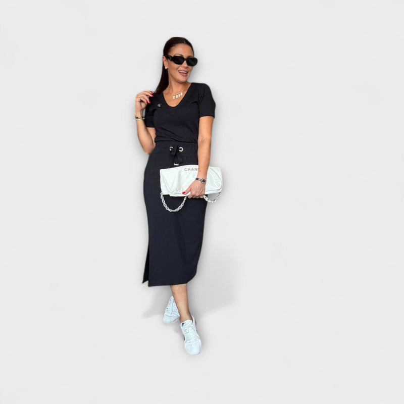 Danielle - Top Elegante con Scollo a V e Gonna